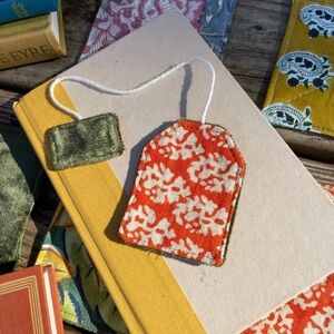 Teabag Quilted Bookmark + Set of 4 Quilted Random Boho Print Coaster Mug Rugs